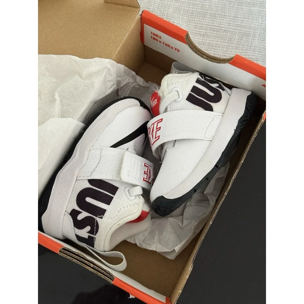 NIKE Team Hustle D8 Just Do It Shoes White #AQ9978-100 Infant/Toddler Sz 3c
